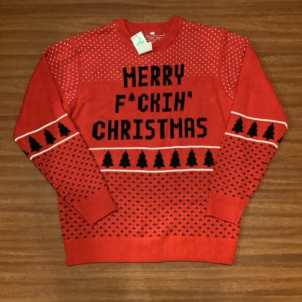 Merry F*ckin’ Christmas funny red black white sweater